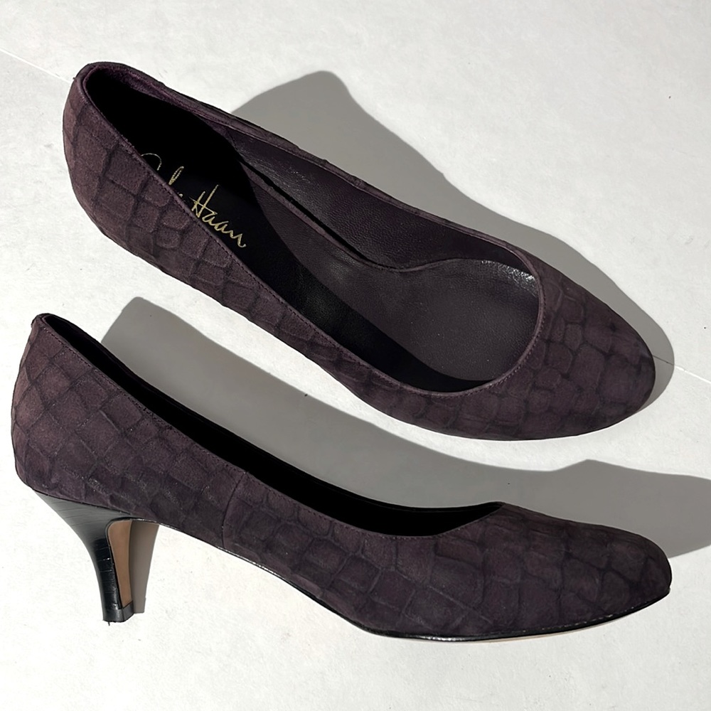 Cole Haan x Nike Air sz 8.5 shoes dark aubergine purple Lainey suede heels pumps